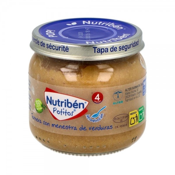 Nutriben Potito Ternera Menestra Verduras 120 G +4 M