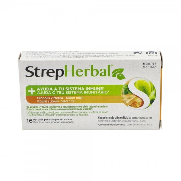 Strepherbal Propolis, Melisa Sabor Miel 16 Pastillas Para...