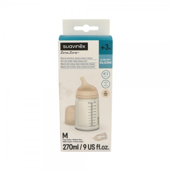 BIBERON SUAVINEX ZERO ZERO ANTIC TETINA SIL FLUJO MEDIO 270 ML