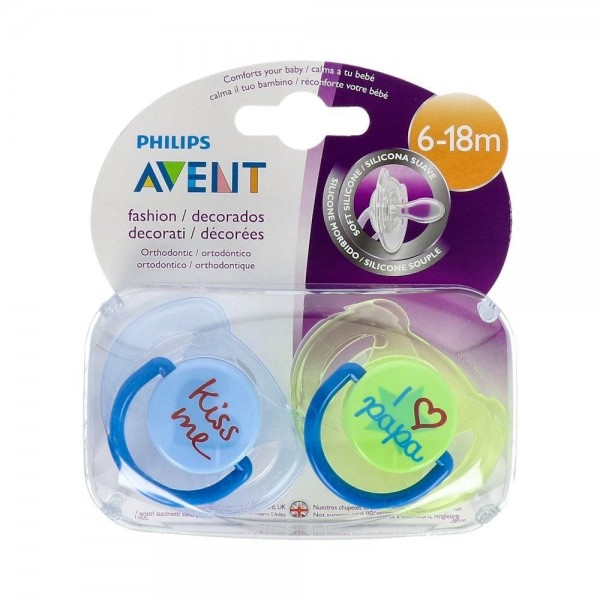 Chupete Avent Textos Niño 6-18M 2U