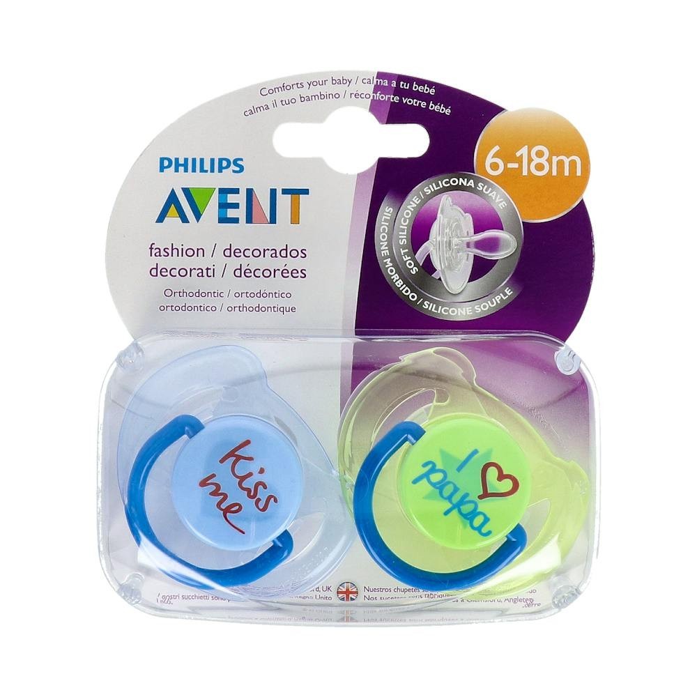 Chupete Avent Textos Niño 6-18M 2U