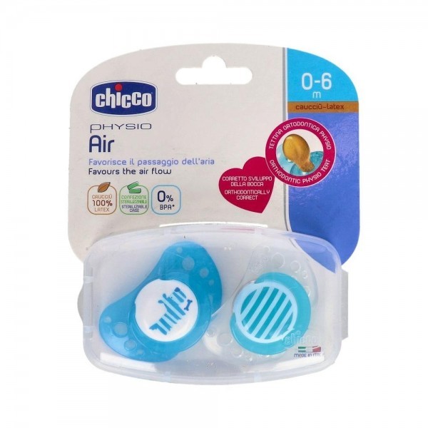 Chupete Chicco Physio Air Caucho Anat Azul 0-6 2 Un