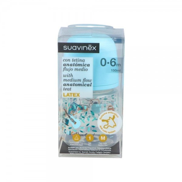 Biberon Suavinex B/Ancha Anat Latex Flujo M T/1 0-6 M 150 Ml