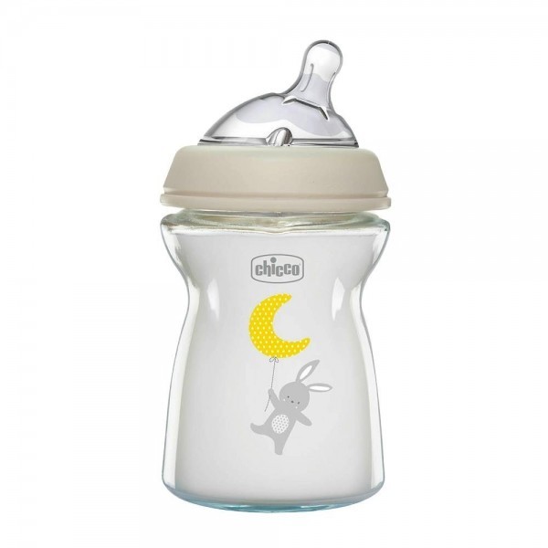 Chicco Biberón Vidrio NaturalFeeling 250 ml flujo lento 0m+