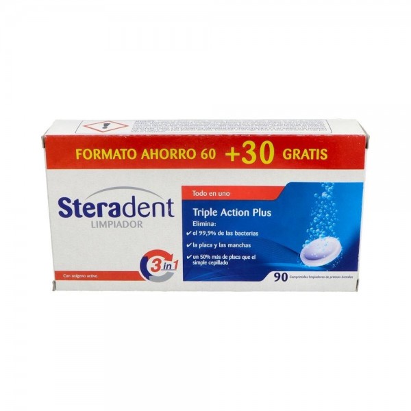 Steradent limpieza triple acción 60u+30u
