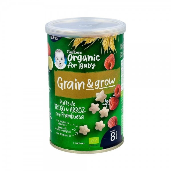 Gerber Puff Snack Organic De Cereales Y Frambuesa 35G
